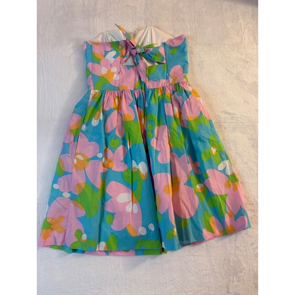 Lilly Pulitzer Strapless Floral Dress Size 4 Retro Fun Groovy Hipie - Picture 7 of 8